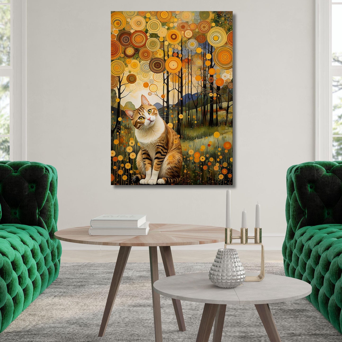 Gustav Klimt cat Canvas Wall Art cat garden Ready To Hang  Prints Canvas Wall Art,Gustav Klimt Canvas Print Flower Garden Flower Market