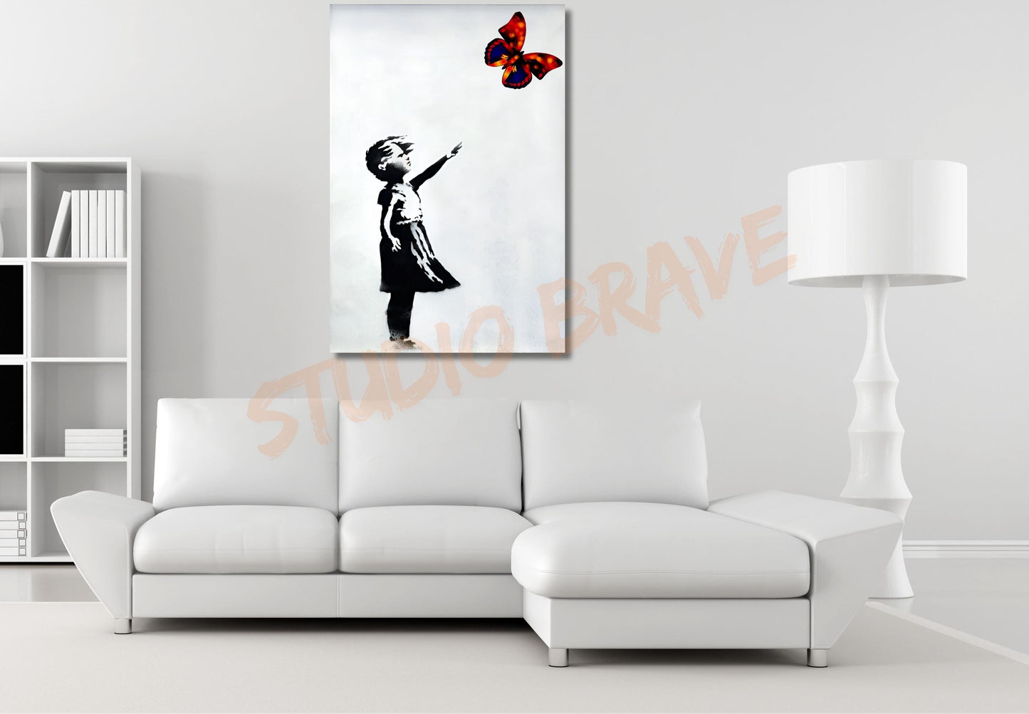 Colorful Butterfly Girl Canvas Wall Art, Banksy Street Art, Trendy Wall Decor, Christmas Gift Banksy Wall Art, Graffiti Wall Art Gift Canvas