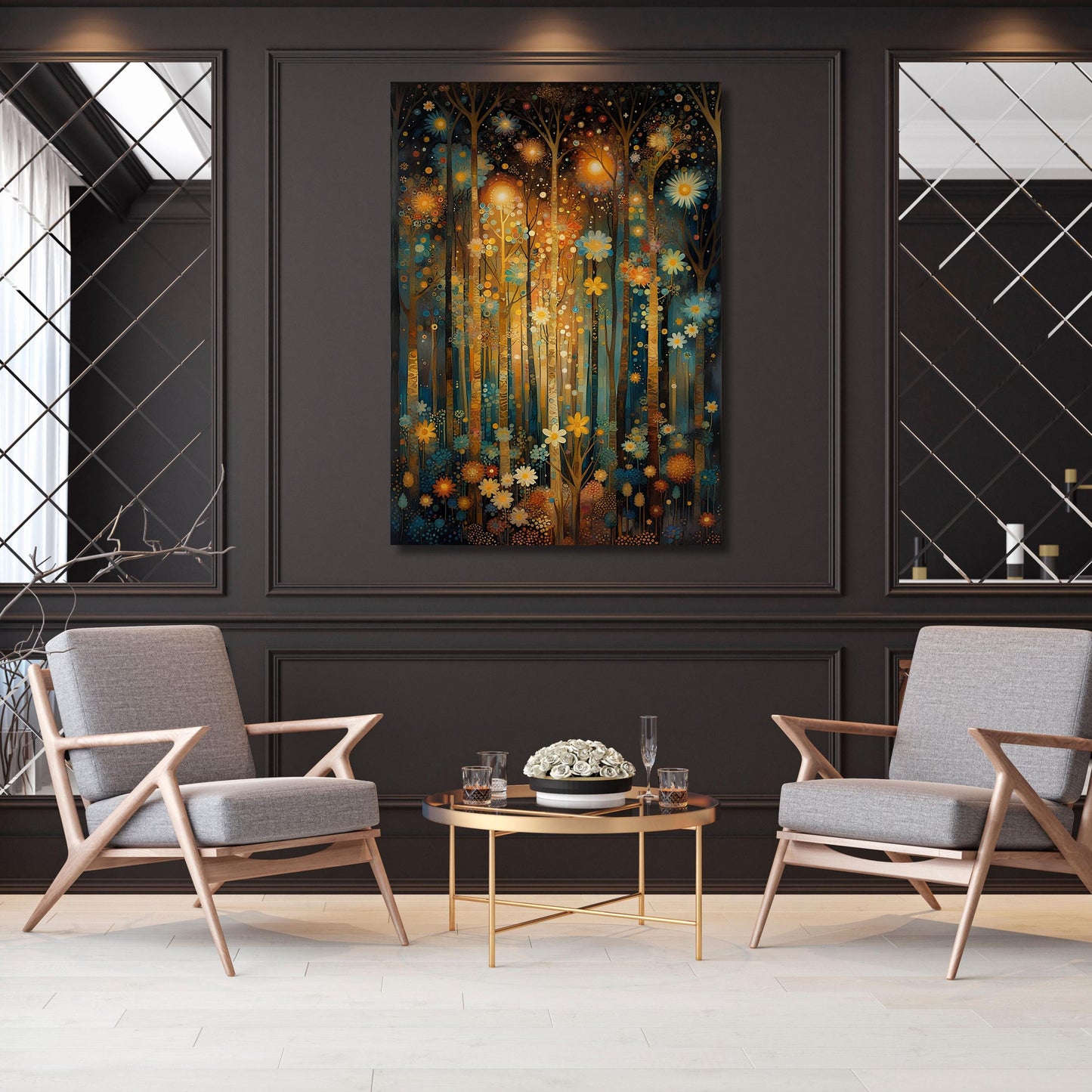 Full Moon Wildflower Klimt Canvas Wall Art Klimt Print Klimt Canvas Poster, Gustav Klimt Poster Klimt Exhibition Flower Garden Flower Market