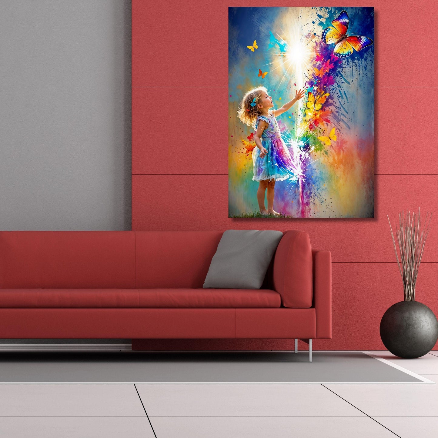 Colorful Butterfly Girl Canvas Wall Art, Banksy Street Art, Trendy Wall Decor, Christmas Gift Banksy Wall Art, Graffiti Wall Art Gift Canvas