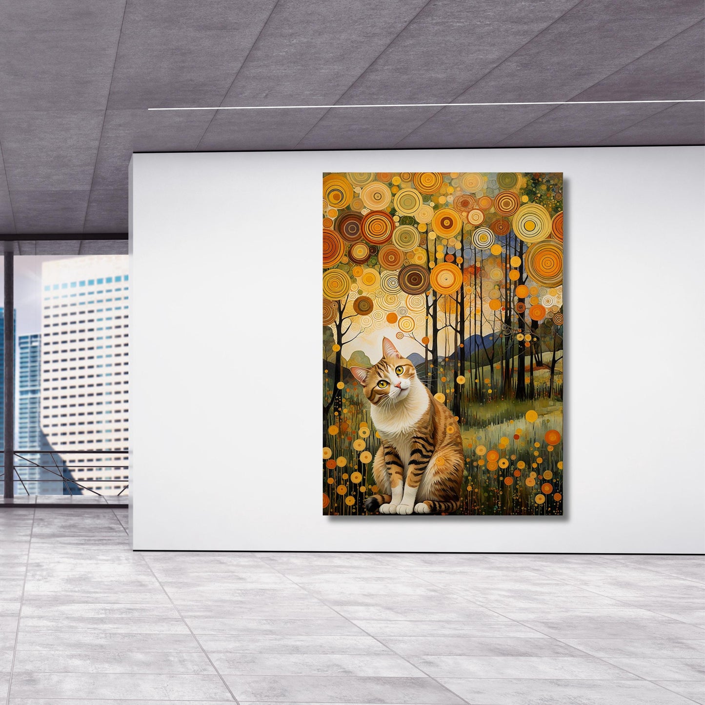 Gustav Klimt cat Canvas Wall Art cat garden Ready To Hang  Prints Canvas Wall Art,Gustav Klimt Canvas Print Flower Garden Flower Market