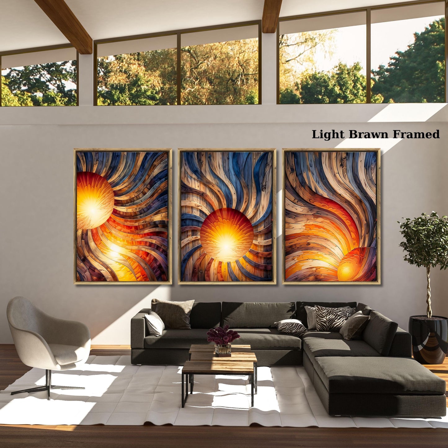 Set of 3 Sunrise Wood Wall Art Above Bed Decor Canvas Wooden Long Sunshine Bedroom Wall hanging setting sun rising sun Canvas Wall Art decor