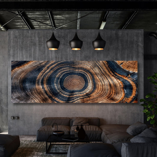 Panoramic Tree Rings Canvas Wall Art Elegant Natural Wall Art Great Design Solution for Echo Tree Ring Print of stump, Tree ring Canvas art