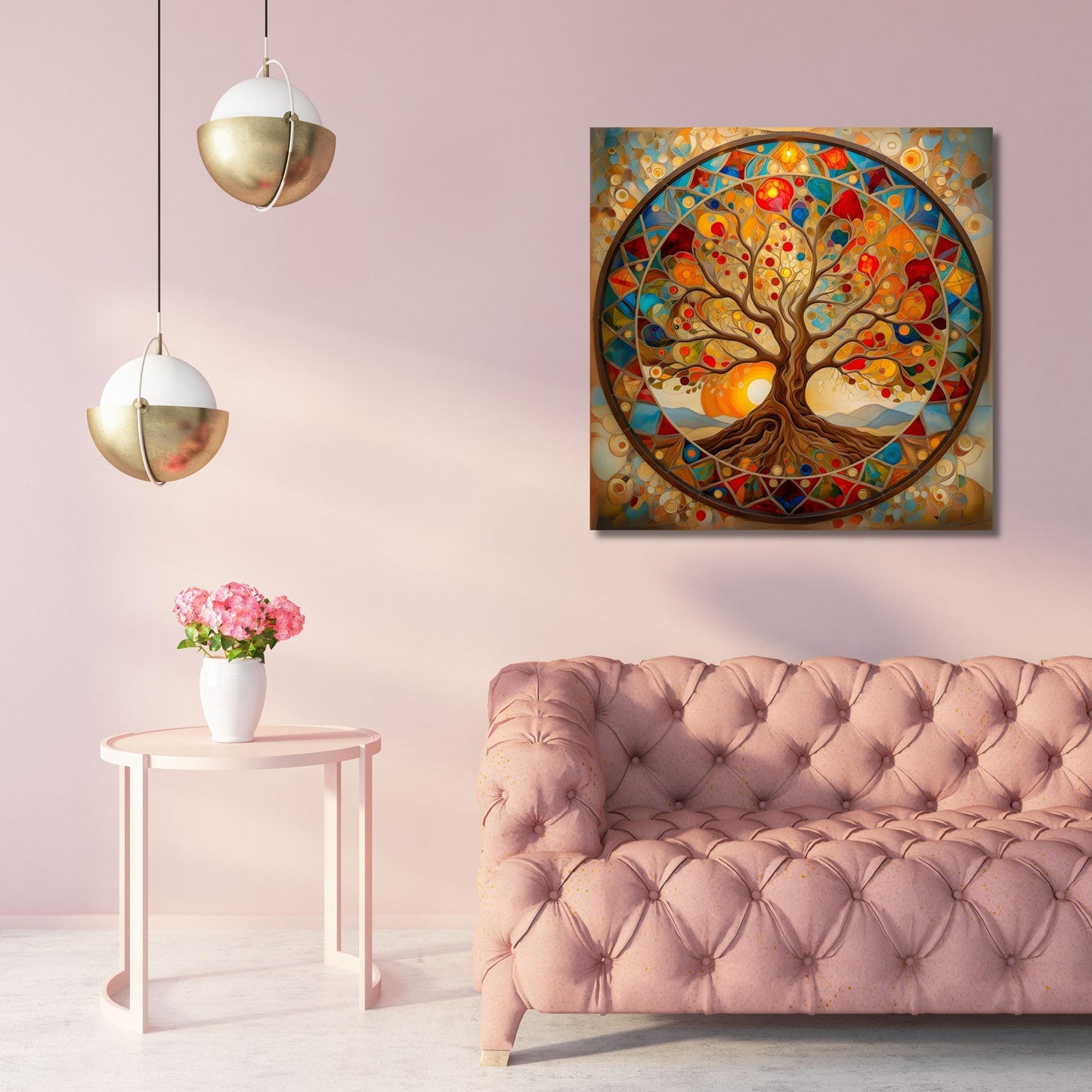 Celtic Tree Of Life Canvas Wall Art Symbolic Artwork Klimt Canvas,Tree of Life Mandala Print,Klimt Exhibition Celtic Yggdrasil Wall Decor